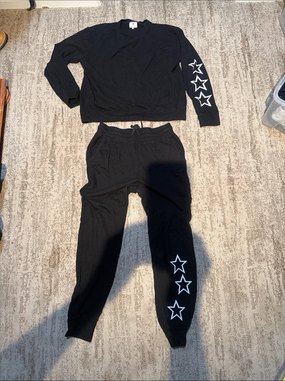 Sundry Black Star-Print Track Sweatshirt & Joggers Set